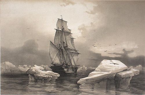 La Corvette française "La Recherche" près de l'île aux Ours, Svalbard, 7 août 1838, , Auguste Mayer