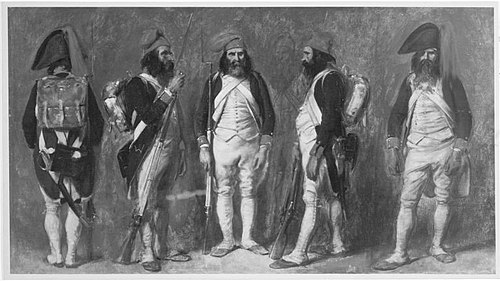 Soldat der Ersten Republik, fünf Studien, 1840, Auguste Raffet