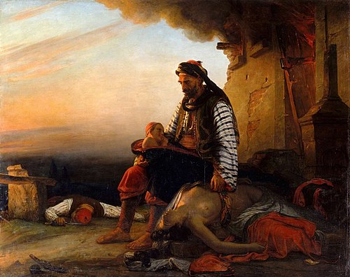 Sujet grec moderne après le massacre de Samothrace, 1827, Auguste Vinchon