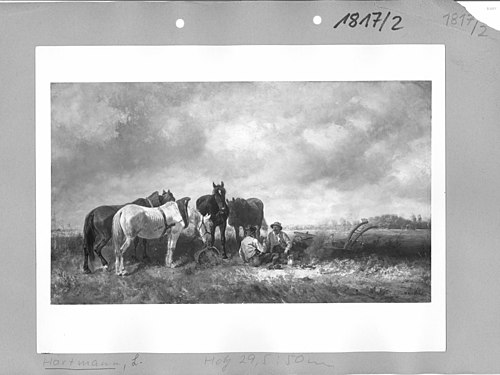Rastende Bauern und Pferde, 1876, Ludwig Hartmann