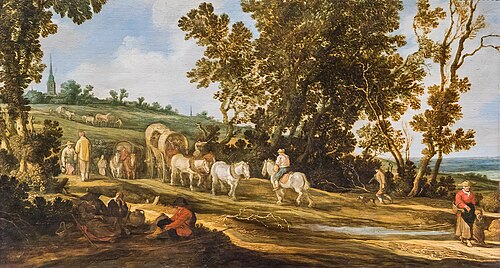 Landscape with wagons, 1631, Pieter de Molyn