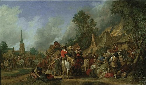 Soldiers plundering a Village, 1630, Pieter de Molyn
