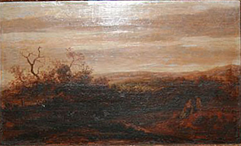 Dune landscape with resting figures along a road, 1635, Pieter de Molyn