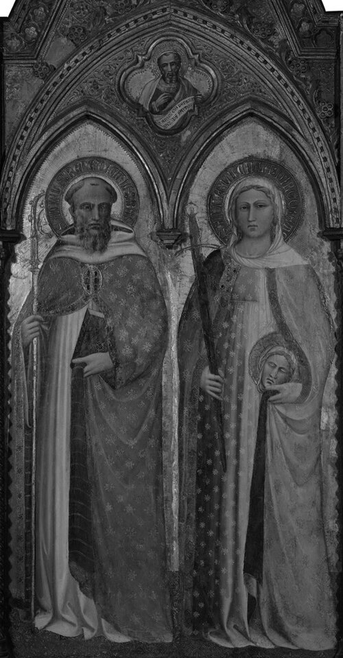 Saint Benedict and Saint Lucilla (above: Saint Daniel), 1385, Spinello Aretino