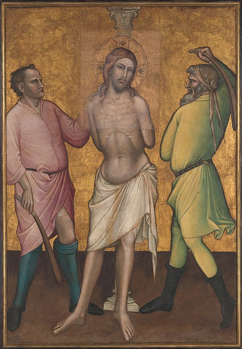 Saint Mary Magdalen Holding a Crucifix; (reverse) The Flagellation, 1395, Spinello Aretino