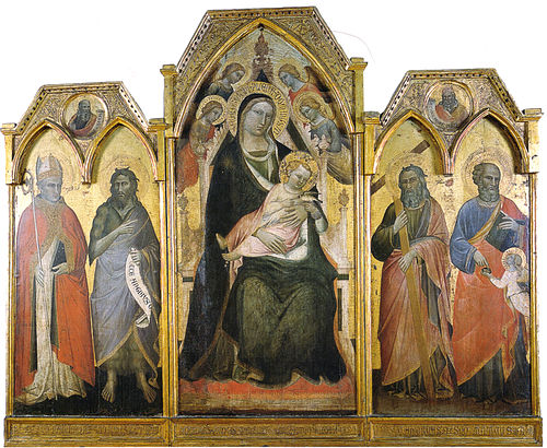 Triptych of Madonna enthroned with child and saints, 1391, Spinello Aretino