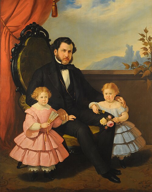 Portrait of a Man and children, 1858, Baldassare Verazzi