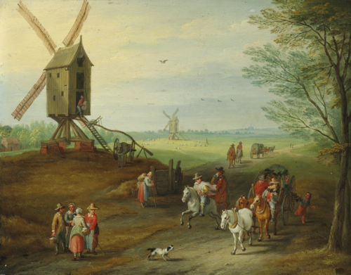 Landscape with mills and carts, , Balthasar Beschey