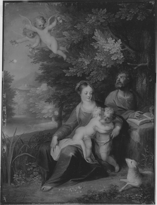 The holy family with Saint John in a landscape, 1738, Balthasar Beschey