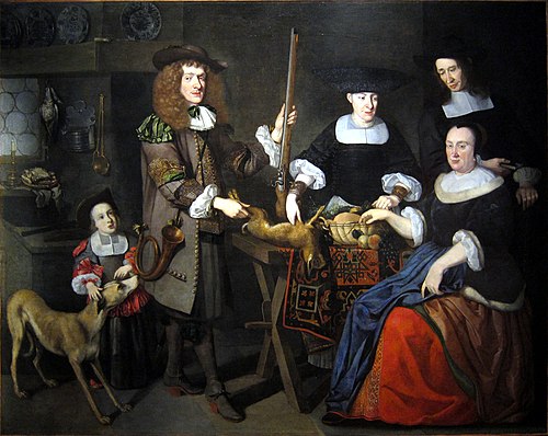 Retour de chasse. Portrait d'une famille strasbourgeoise, 1700, Barthélémi Hopfer