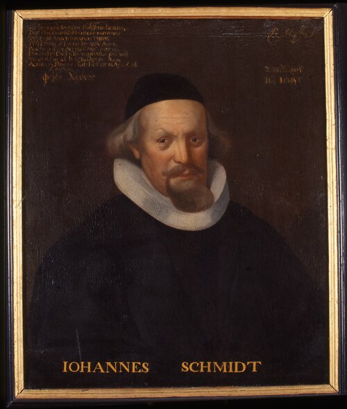 Portret van Johannes Schmidt, hoogleraar Godgeleerdheid in Straatsburg, 1656, Barthélémi Hopfer