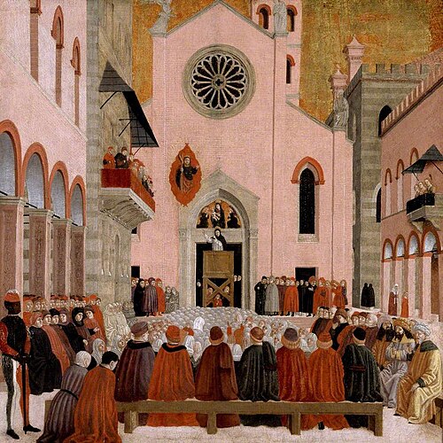 St Vincent Ferrer preaching before a Pope, , Bartolomeo degli Erri