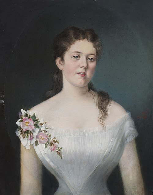 Portret dekleta v beli obleki, 1880, Ida Künl