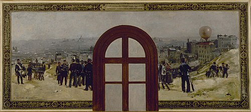 Esquisse pour le cabinet du préfet de l'Hôtel de Ville de Paris : Le départ du ballon "Armand Barbès, 1889, René Joseph Gilbert