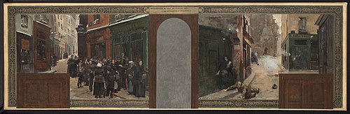 Esquisse pour le cabinet du Préfet à l'Hôtel de Ville de Paris : Le bombardement de la montagne Sain, 1889, René Joseph Gilbert