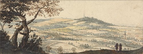 Landscape with two figures in the foreground, , Peter Tillemans