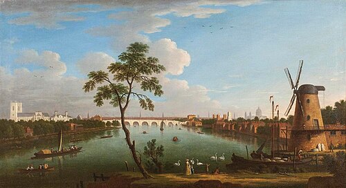 View of London with Westminster Bridge, Westminster Abbey, St. Pauls and Lambeth Palace, 1722, Peter Tillemans