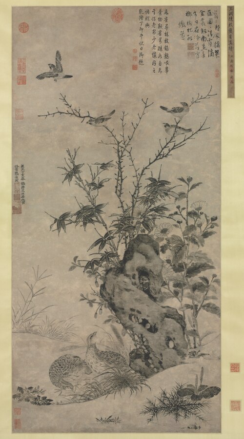 Quails and Sparrows in an Autumn Scene, 1347, Wang Yuan