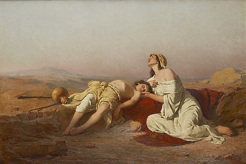 Hagar und Ismael in der Wüste, 1888, Josef Straka