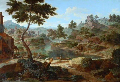 Classical Landscape with Figures and Ruins, , Étienne Allegrain