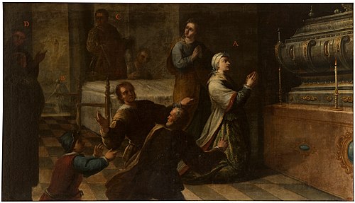 Milagro de doña María de Peñuela (¿?). Serie de la vida de San Diego de Alcalá, 1729, Juan García de Miranda