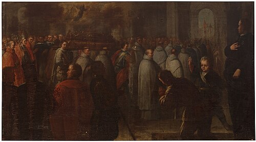 El alma de San Diego de Alcalá asiste al traslado de sus reliquias, 1729, Juan García de Miranda
