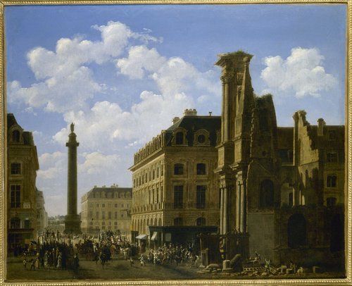 La Place Vendôme et la rue de Castiglione avec les ruines de l'église des Feuillants, 1808, Étienne Bouhot