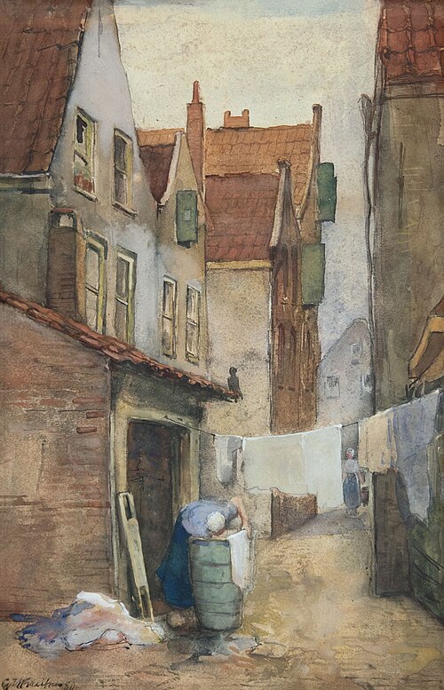 Street in Rotterdam with Laundress, 1880, George Hendrik Breitner