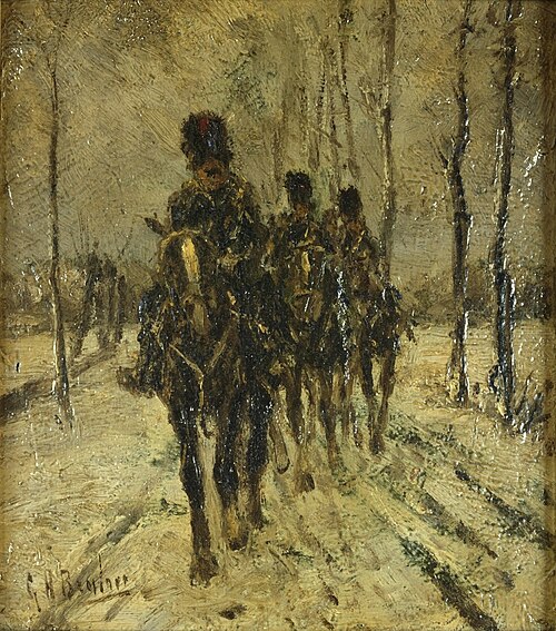 Huzaren in de sneeuw, 1880, George Hendrik Breitner