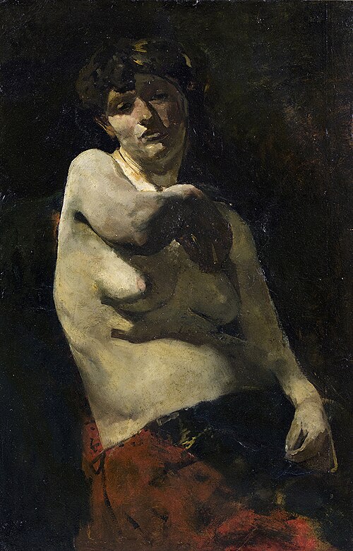 Zittend naakt met rode doek, 1888, George Hendrik Breitner