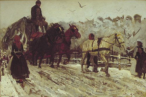 Tug horses in the snow, 1890, George Hendrik Breitner