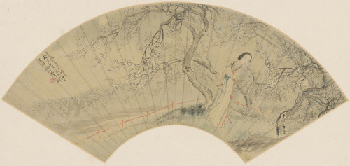 费以耕梅花仕女扇, , Fei Yigeng