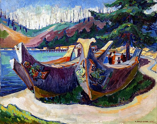 First Nations War Canoes in Alert Bay, 1912, Emily Carr