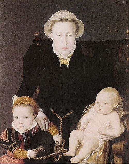 Anna van Hertsbeke and her Daughter Catharina and Son Jan Baptiste, 1563, Bernard de Rijckere