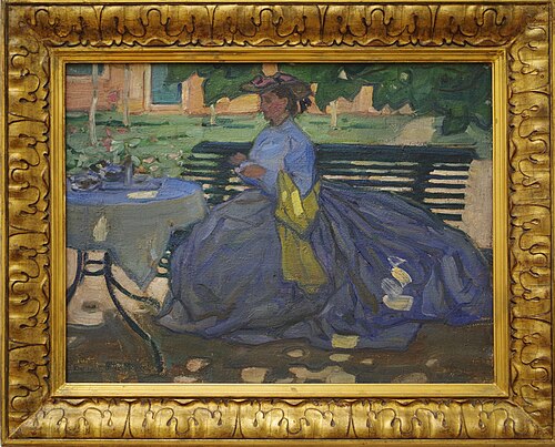 Femme à une table de jardin, , Bernard Boutet de Monvel