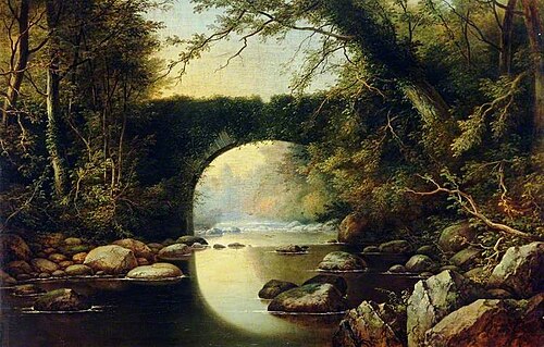 River Scene with a Bridge, 1877, James Burras the elder