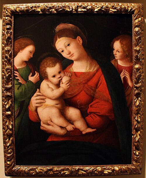 madonna che allatta il bambino e due angeli, 1550, Bernardino Lanino