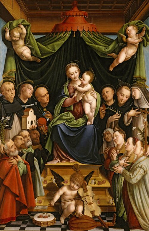 Madonna and Child Enthroned with Saints and Donors, 1552, Bernardino Lanino