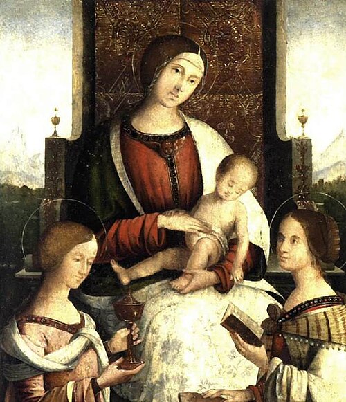 Madonna and Child with Sts Mary Magdalene and Catherine of Alexandria, 1450, Bernardino Zaganelli