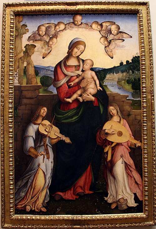 madonna col bamboino e angeli musicanti, 1510, Bernardino Zaganelli
