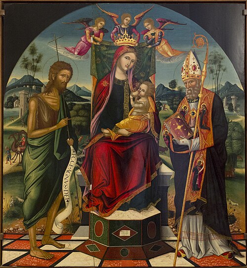 La Madonna tra San Giovanni Battista e Sant'Agostino, 1525, Giovanni Permeniate