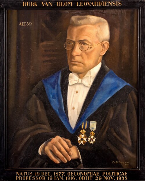 Portret van Durk van Blom, hoogleraar Staatshuishoudkunde en Statistiek te Leiden, 1937, Paul Determeyer