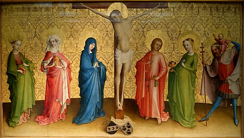 The crucifixion of Christ with Saints, 1440, Stefan Lochner