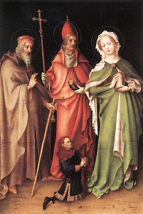 Sts Anthony the Hermit, Cornelius and Mary Magdalen with a Donor, 1445, Stefan Lochner