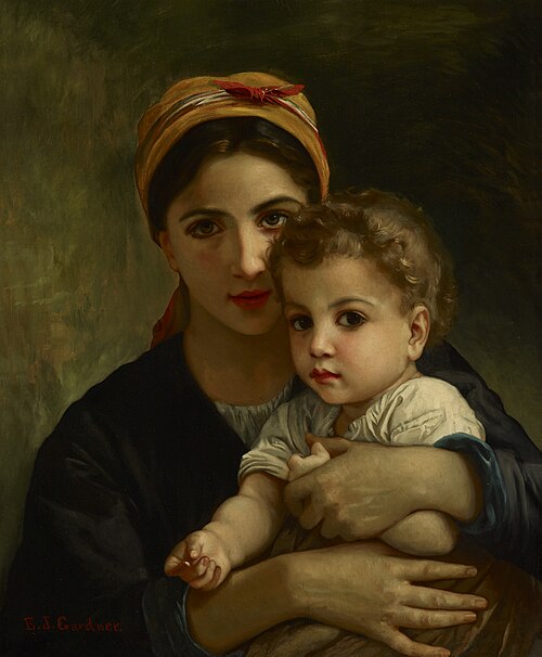 Copy of "Young Girl and Child" by William Bouguereau, , Elizabeth Jane Gardner Bouguereau