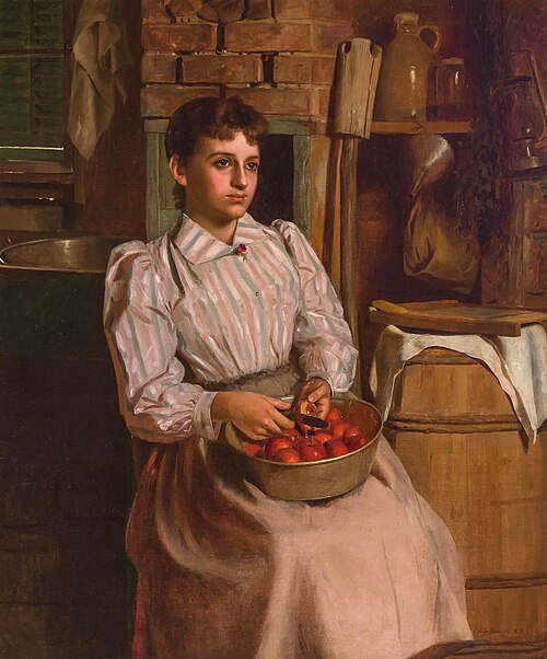 A Young Woman Paring Apples, , John George Brown