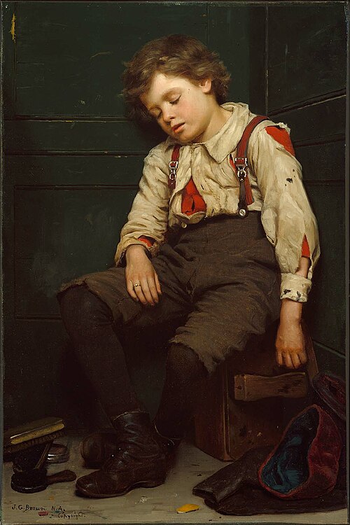 Tuckered Out —The Shoeshine Boy, 1888, John George Brown