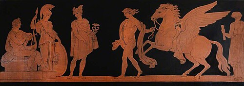 Set of Allegorical Painted Panels: Inspiration; Bellerophon and Pegasus before Athena, Apollo and He, 1800, Pierre-François Hugues d'Hancarville