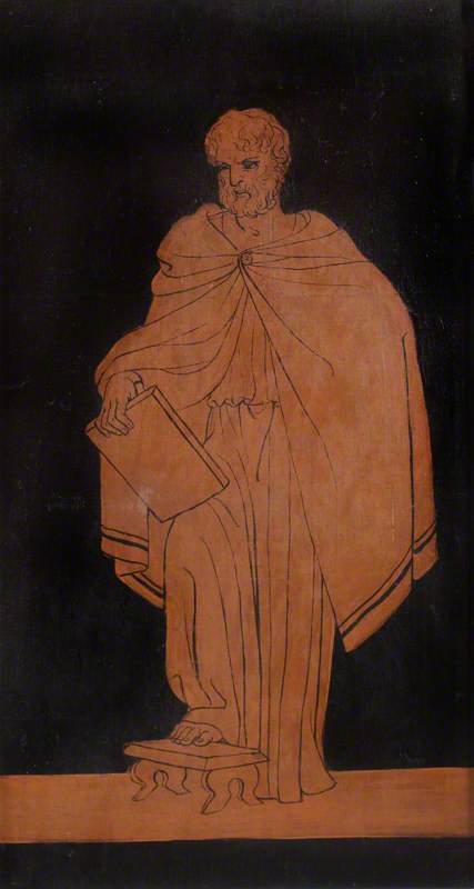 Set of Allegorical Painted Panels: A Philosopher with a Stone Tablet, 1800, Pierre-François Hugues d'Hancarville