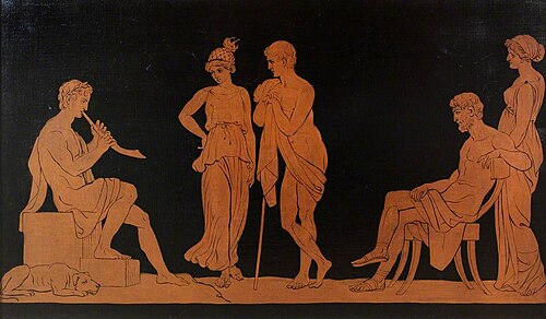 Set of Allegorical Painted Panels: A Shepherd Piping, 1800, Pierre-François Hugues d'Hancarville
